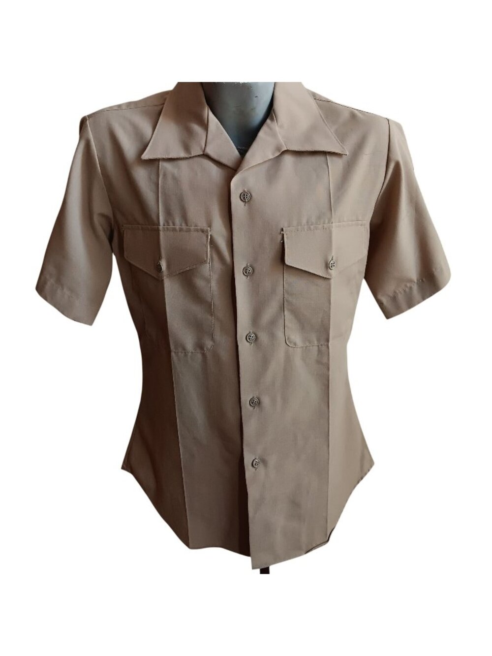Medium True Vintage MARINES Uniform Army Shirt Khaki 15x33  Stripes 2122 SHADE